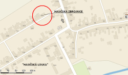 Poloha budovy hasičské zbrojnice v&nbsp;Nové ulici v&nbsp;obci Pravčice