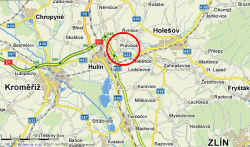 Poloha obce Pravčice na&nbsp;mapě